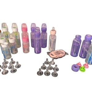 Dr. Brown's Anti-Colic Pink/Purple/Regular Bottle &  Accessories Lot/Bundle